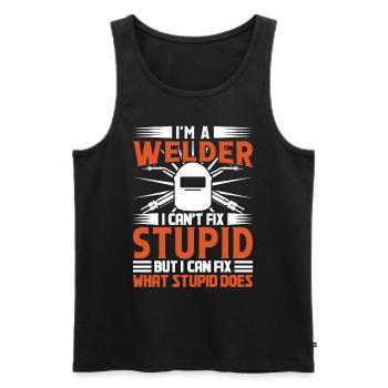 Welder Funny Saying Conceptions de soudage - Débardeur bio Premium Homme - noir - Devant - Michal (187cm)