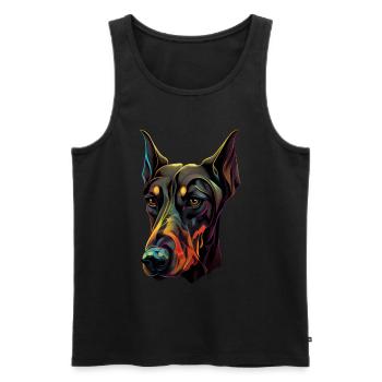 Doberman Dobermans Chien Chiens chiot Doberman - Débardeur bio Premium Homme - noir - Devant - AI Model Male 178 light (178cm)