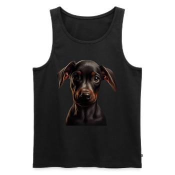 Doberman Dobermans Chien Chiens chiot Doberman - Débardeur bio Premium Homme - noir - Devant - AI Model Male 178 light (178cm)