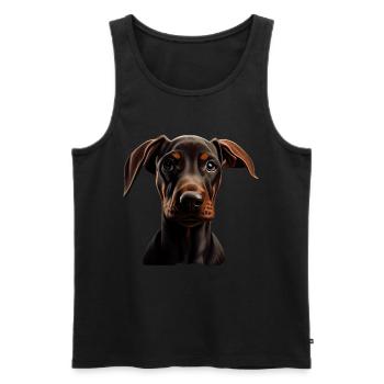 Doberman Dobermans Chien Chiens chiot Doberman - Débardeur bio Premium Homme - noir - Devant - AI Model Male 178 light (178cm)