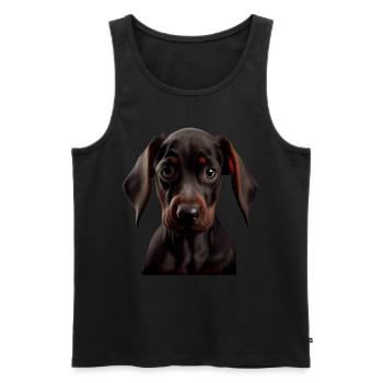 Doberman Dobermans Chien Chiens chiot Doberman - Débardeur bio Premium Homme - noir - Devant - AI Model Male 178 light (178cm)