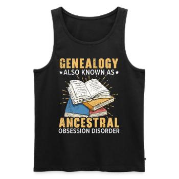 Genealogy known as ancestral possession disorder - Men's Premium Organic Tank Top - black - Front - AI Model Male 178 light (178cm)