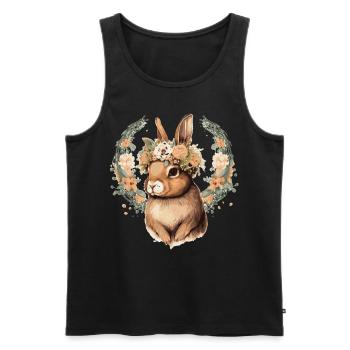 Fleur de lapin mignon Couronne Lapin Floral Animal de ferme - Débardeur bio Premium Homme - noir - Devant - Michal (187cm)