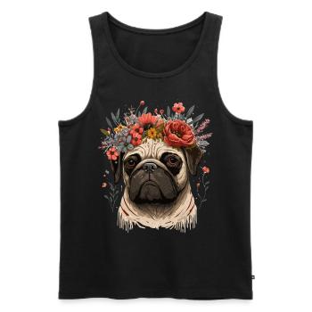Cute Pug Flower Crown Pet Dog Breed Floral Puppy - Männer Premium Bio Tank Top - Schwarz - Vorne - Michal (187cm)