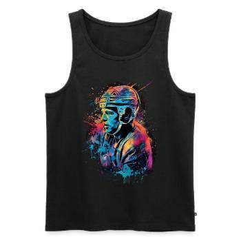 Bunter Eishockey Spieler Geschenk Eishockey Fans - Männer Premium Bio Tank Top - Schwarz - Vorne - Michal (187cm)