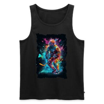 Bunter Eishockey Spieler Geschenk Eishockey Fan - Männer Premium Bio Tank Top - Schwarz - Vorne - Michal (187cm)
