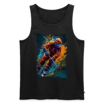 Bunter Eishockey Spieler Geschenk Eishockey Fans - Männer Premium Bio Tank Top - Schwarz - Vorne - Michal (187cm)