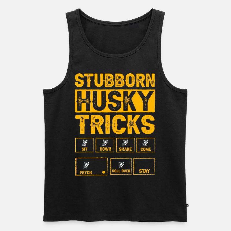 Stubborn Husky Tricks - Männer Premium Bio Tank Top - Schwarz
