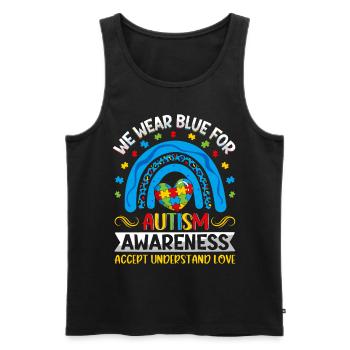 Blue for Autism Awareness Month Autism - Männer Premium Bio Tank Top - Schwarz - Vorne - AI Model Male 178 light (178cm)