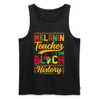 Melanin Teacher i'm Black History - Men's Premium Organic Tank Top - black - Front - AI Model Male 178 light (178cm)