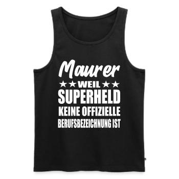 Maurer Superheld Spruch - Männer Premium Bio Tank Top - Schwarz - Vorne - Michal (187cm)