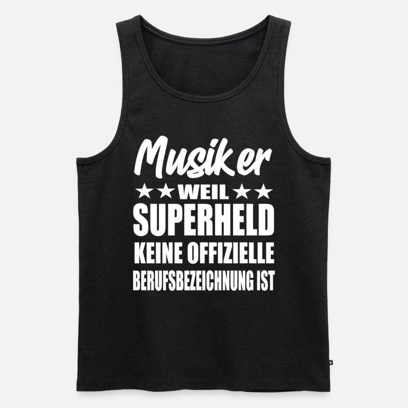 Musiker Superheld Spruch - Männer Premium Bio Tank Top - Schwarz