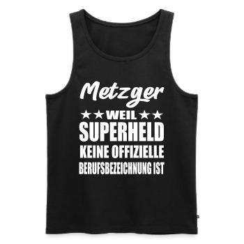 Metzger Superheld Spruch - Männer Premium Bio Tank Top - Schwarz - Vorne - Michal (187cm)