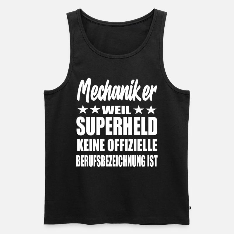 Mechaniker Superheld Spruch - Männer Premium Bio Tank Top - Schwarz