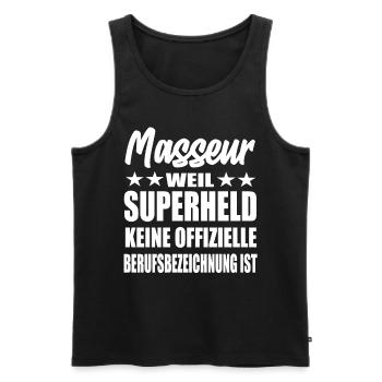 Masseur Superheld Spruch - Männer Premium Bio Tank Top - Schwarz - Vorne - Michal (187cm)