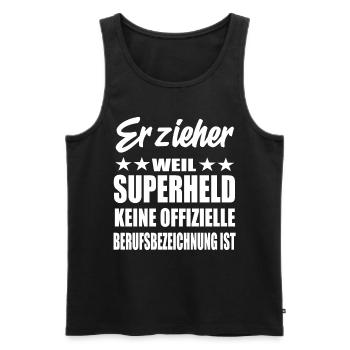 Erzieher Superheld Spruch - Männer Premium Bio Tank Top - Schwarz - Vorne - Michal (187cm)