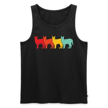 Big Floppa Caracal Cat Meme Retro - Men's Premium Organic Tank Top - black - Front - AI Model Male 178 light (178cm)