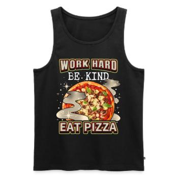 Funny pizza saying with Italian pizza - Men's Premium Organic Tank Top - black - Front - AI Model Male 178 light (178cm)