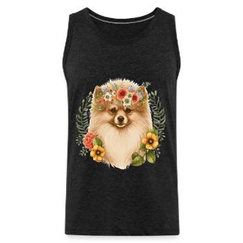 Fleur de Poméranie mignonne Couronne Race de chien de compagnie Flo - Débardeur bio Premium Homme - charbon - Devant - Alexander (188cm)