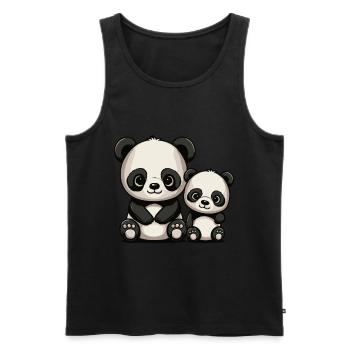 Zwei süße cartoon Pandas für Brüder und Schwestern - Männer Premium Bio Tank Top - Schwarz - Vorne - Michal (187cm)