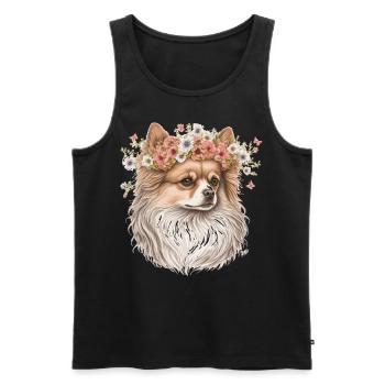 Fleur de Poméranie mignonne Couronne Race de chien de compagnie Flo - Débardeur bio Premium Homme - noir - Devant - AI Model Male 178 light (178cm)