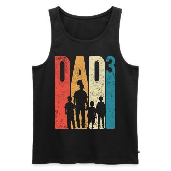 Papa jusqu’à 3 Papa Jusqu’à 3 Enfants Trois garçons Rétro - Débardeur bio Premium Homme - noir - Devant - AI Model Male 178 light (178cm)