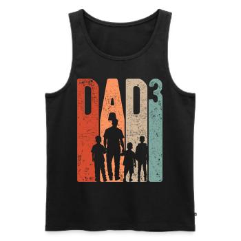 Papa jusqu’à 3 Papa Jusqu’à 3 Enfants Trois garçons Rétro - Débardeur bio Premium Homme - noir - Devant - AI Model Male 178 light (178cm)