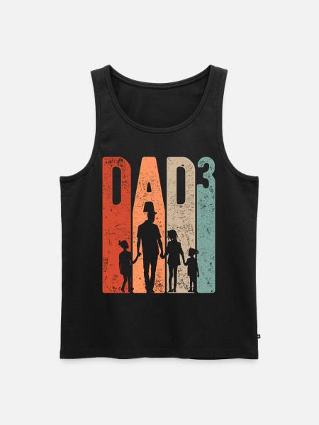 Dad Up 3 Dad Up 3 Kids Three Girls Retro - Men's Premium Organic Tank Top - black