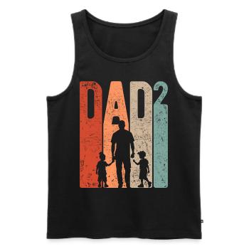 Dad Hoch 2 Papa Hoch 2 Kinder Zwei Jungen Retro - Männer Premium Bio Tank Top - Schwarz - Vorne - AI Model Male 178 light (178cm)
