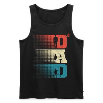 Dad Hoch 2 Papa Hoch 2 Kinder Zwei Söhne Retro - Männer Premium Bio Tank Top - Schwarz - Vorne - AI Model Male 178 light (178cm)