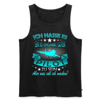 Pilot Piloten Flugzeug - Männer Premium Bio Tank Top - Schwarz - Vorne - Michal (187cm)