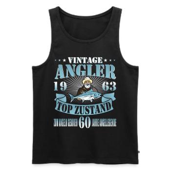 Angler 60 Geburtstag Angeln Spruch 1963 - Männer Premium Bio Tank Top - Schwarz - Vorne - AI Model Male 178 light (178cm)