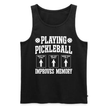 Playing Pickleball improves memory - Männer Premium Bio Tank Top - Schwarz - Vorne - AI Model Male 178 light (178cm)