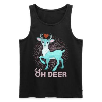 Drôle de dicton avec cerf, Oh cerf, dicton, jeu de mots - Débardeur bio Premium Homme - noir - Devant - AI Model Male 178 light (178cm)