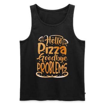 Bonjour Pizza, drôle de pizzeria italienne - Débardeur bio Premium Homme - noir - Devant - Michal (187cm)