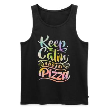 Pizza Dicton, Keep-Calm, Pizzeria italienne - Débardeur bio Premium Homme - noir - Devant - Michal (187cm)