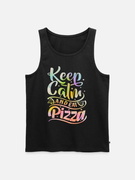 Pizza Saying, Keep-Calm, Italian Pizzeria - Men's Premium Organic Tank Top - black