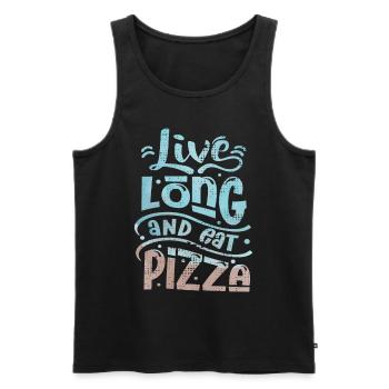 Funny Pizza Saying, Eat Pizza - Men's Premium Organic Tank Top - black - Front - AI Model Male 178 light (178cm)