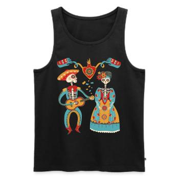 Dia de Muertos, Saint-Valentin, Guitare Skeleton Couple - Débardeur bio Premium Homme - noir - Devant - Michal (187cm)