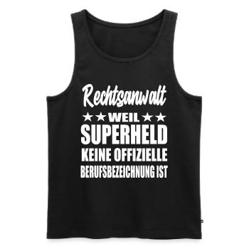 Rechtsanwalt Superheld Spruch - Männer Premium Bio Tank Top - Schwarz - Vorne - Michal (187cm)