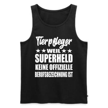Tierpfleger Superheld Spruch - Männer Premium Bio Tank Top - Schwarz - Vorne - Michal (187cm)