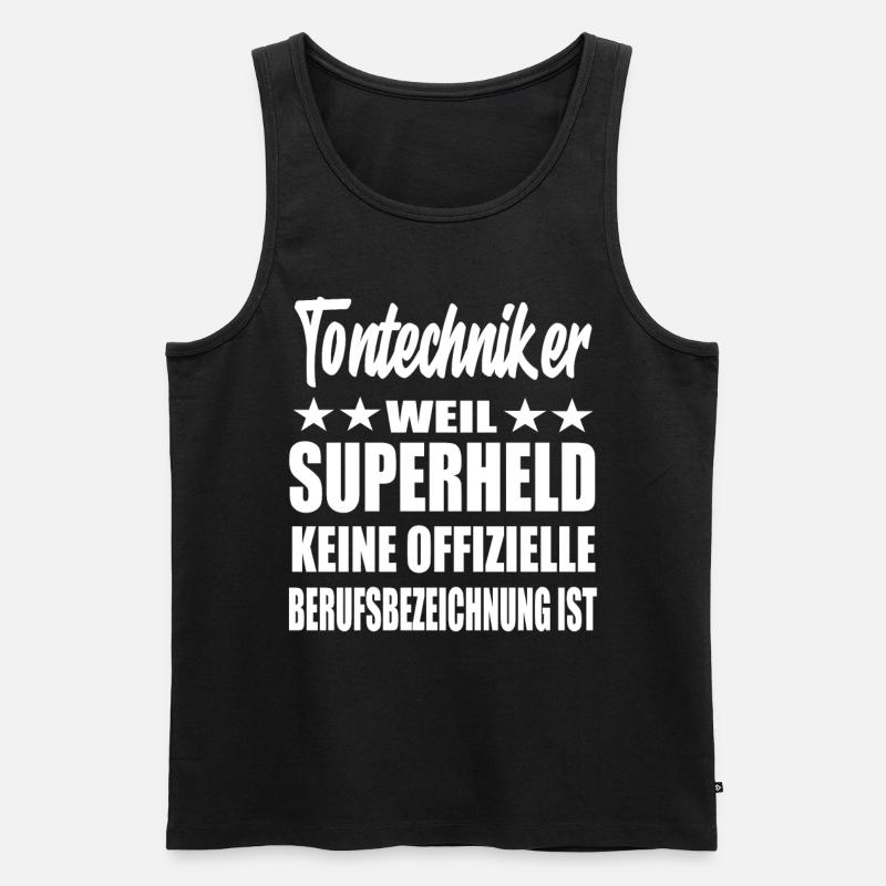 Tontechniker Superheld Spruch - Männer Premium Bio Tank Top - Schwarz