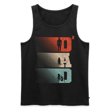 Dad Hoch 2 Papa Hoch 2 Kinder Zwei Mädchen Retro - Männer Premium Bio Tank Top - Schwarz - Vorne - AI Model Male 178 light (178cm)