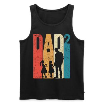 Dad Hoch 2 Papa Hoch 2 Kinder Zwei Mädchen Retro - Männer Premium Bio Tank Top - Schwarz - Vorne - AI Model Male 178 light (178cm)