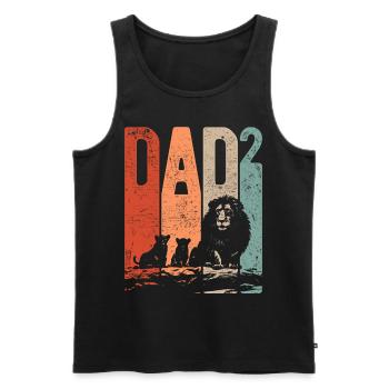 Dad Hoch 2 Papa Hoch 2 Kinder Zweifacher Papa Löwe - Männer Premium Bio Tank Top - Schwarz - Vorne - AI Model Male 178 light (178cm)