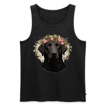 Mignon Labrador Retriever Fleur Couronne Chien Race Flo - Débardeur bio Premium Homme - noir - Devant - AI Model Male 178 light (178cm)