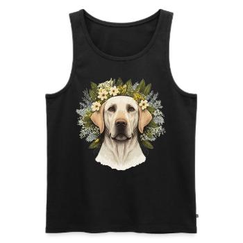 Mignon Labrador Retriever Fleur Couronne Race de chien de compagnie - Débardeur bio Premium Homme - noir - Devant - Michal (187cm)