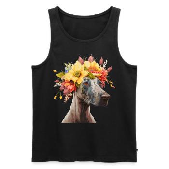 Mignon Grand Danois Fleur Couronne Chien de Compagnie Race Florale - Débardeur bio Premium Homme - noir - Devant - Michal (187cm)