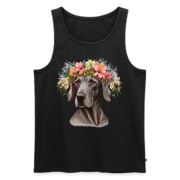 Mignon Grand Danois Fleur Couronne Chien de Compagnie Race Florale - Débardeur bio Premium Homme - noir - Devant - Michal (187cm)