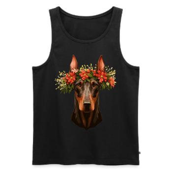 Mignon Doberman Fleur Couronne Animal de compagnie Chien Race Floral P - Débardeur bio Premium Homme - noir - Devant - Michal (187cm)